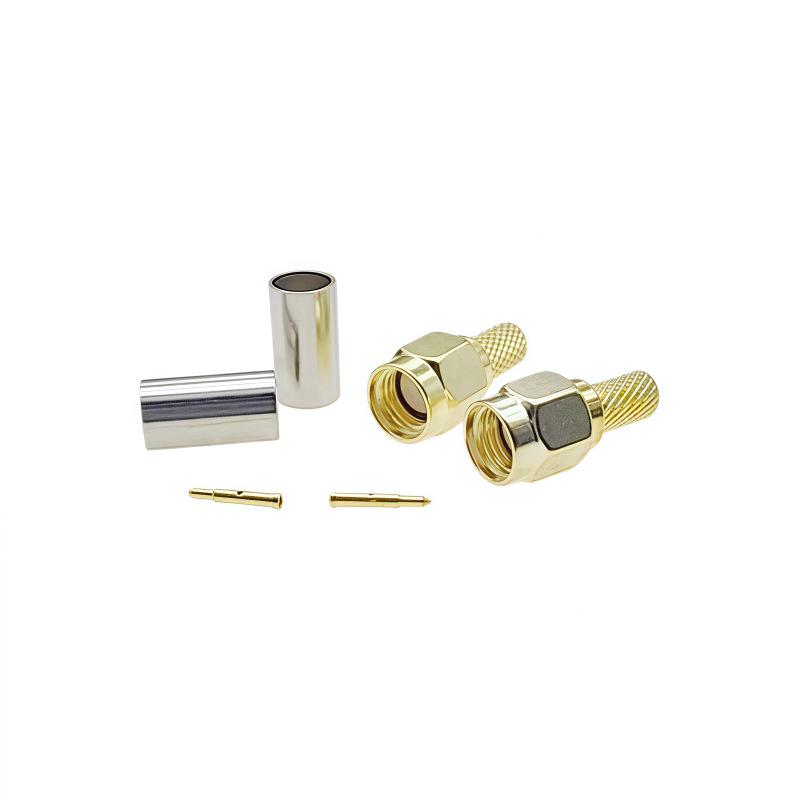 Gold-Plated All-Copper SMA Male Crimp Connector for 50-3/RG58/LMR195/RG142 Cable