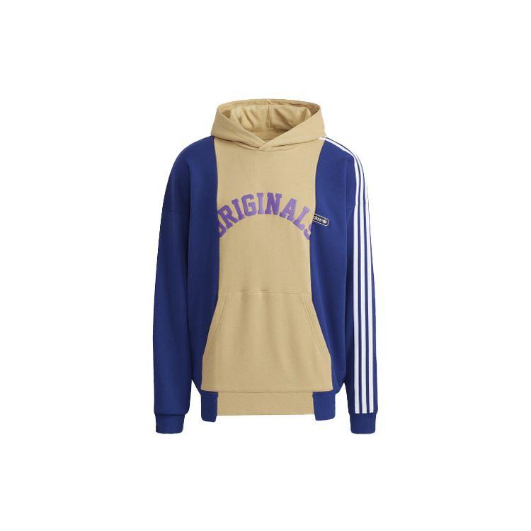 Adidas Originals Mr Hoody Alphabet Printing Colorblock Loose Fit Pullover Hoodie Men Blue Brown HC0376 M