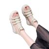 2025 Korean Tide Muffin Thick-soled Thin-ribbon Sandals Summer with Skirt Roman Leather Sandals Women's Zipper Open-toe