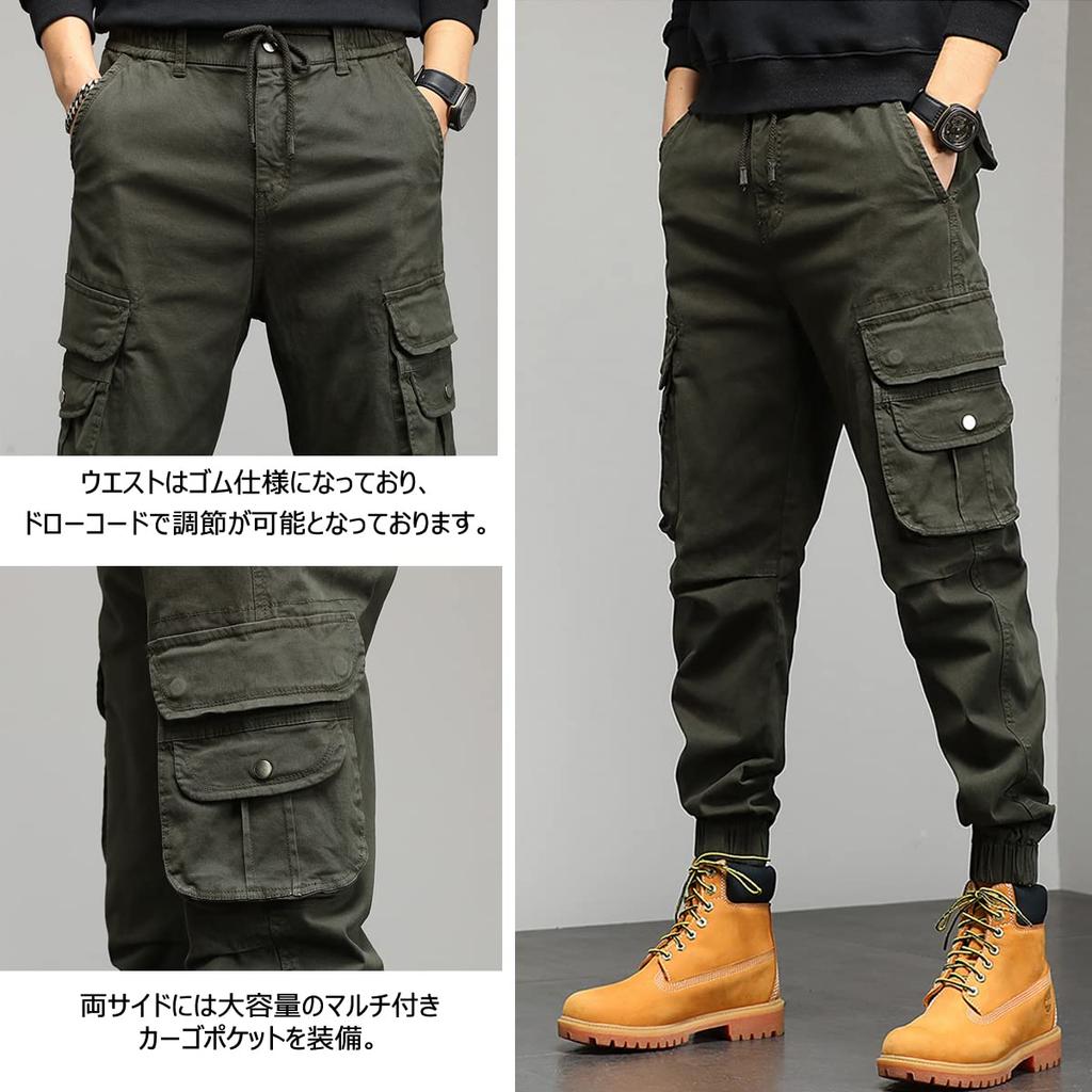 SUNDAY ROSE Militär Cargo Enfärgade Taktiska Skinny Långa Arbetsbyxor med och Alla Storlekar Armégrön Herrbyxor, Bomull, Byxor, Fickor med Dragkedja,