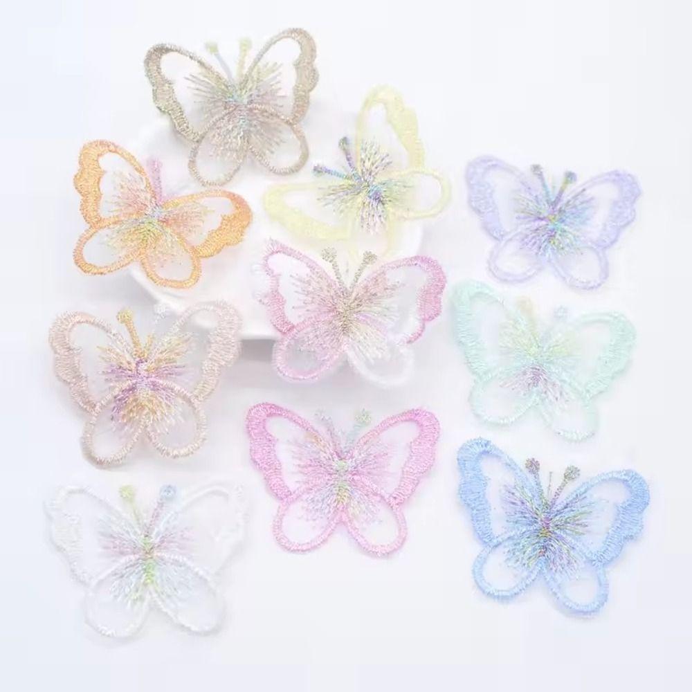 20Pcs Single layer Golden Thread Butterfly Appliques  Bridal Hair Accessories