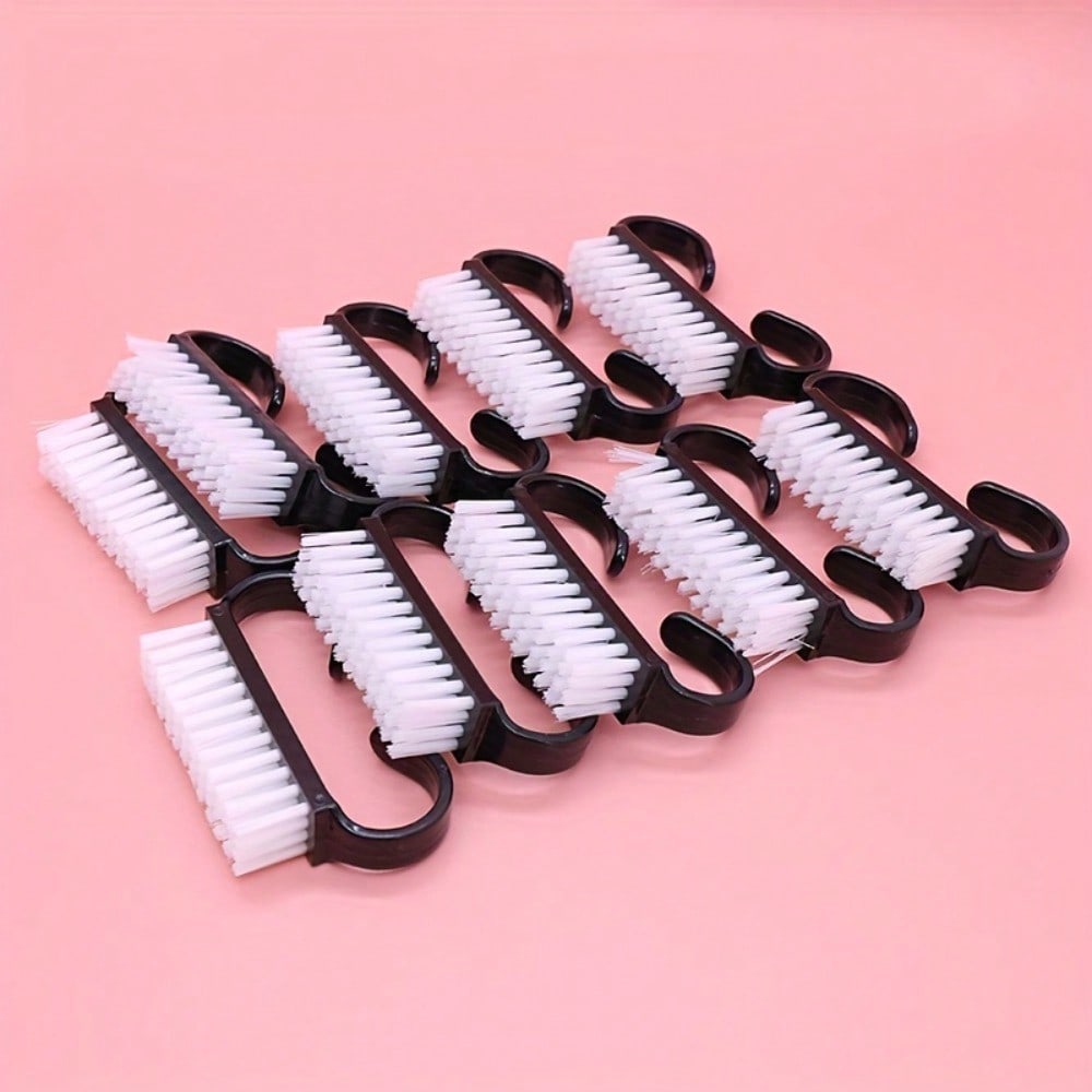 2pcs Unisex Black Nail  With Handle Sheep Horn Frosted Brush, Toenail Cleaning Brush, Nail Care Tool