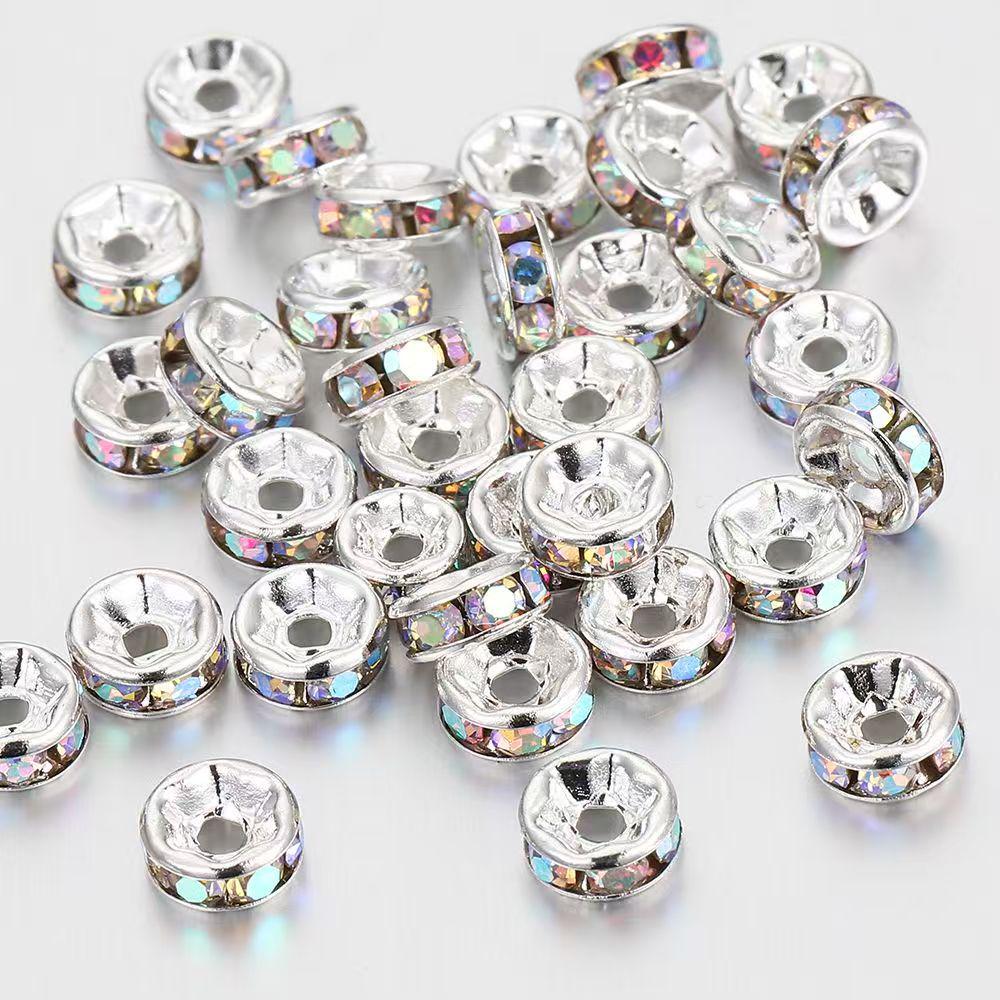 Diamond Rhinestone Spacer Beads: Handmade Bracelet String with 2 Flower Rods