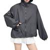 Women's Breathable Sunwear Solid Color Hooded Loose Long Sleeve Zipper Thin Jacket