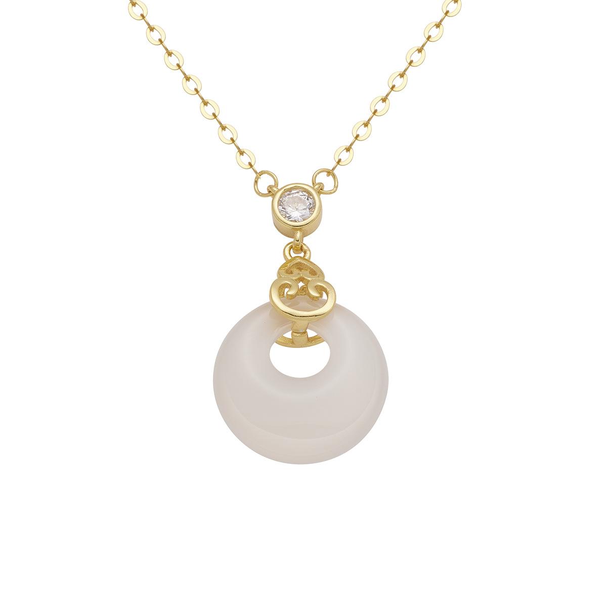 

Серебряное ожерелье S925 Gourd с безопасной пряжкой, женское, Niche Natural High Ice White Chalcedony Clavicle Chain 925 silver