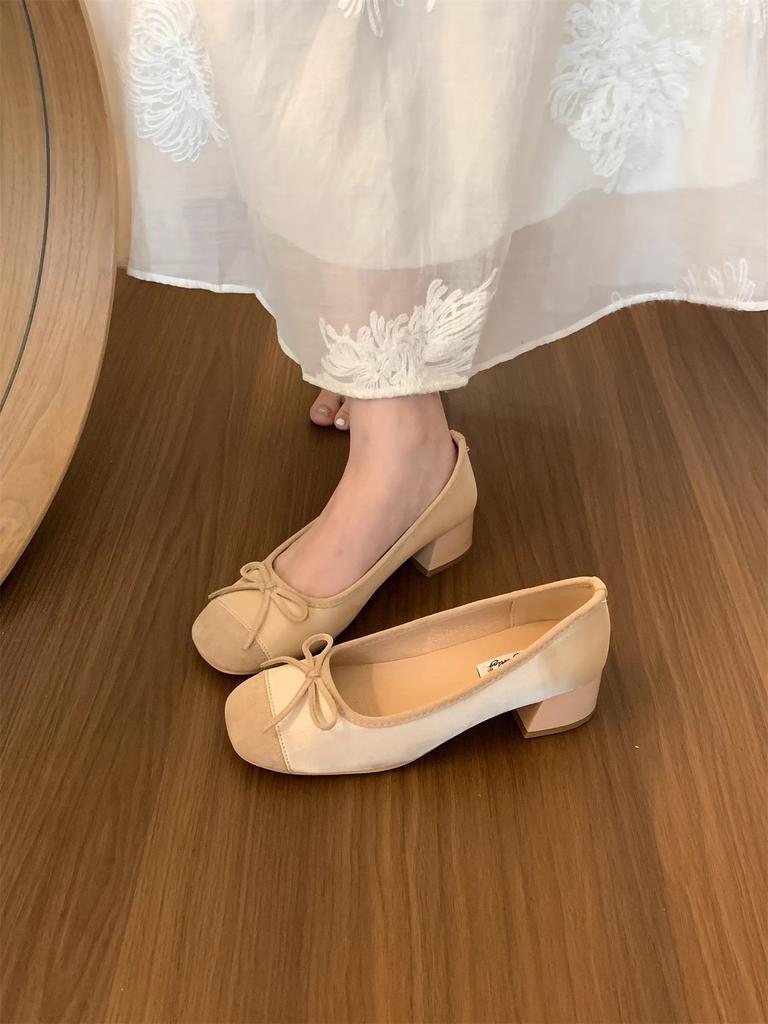 Xiaoxiangfeng Light Mouth Silver Single Shoes Spring and Summer French with Skirt Red Evening Grandma Shoes Gentle Thick Heel High Heels