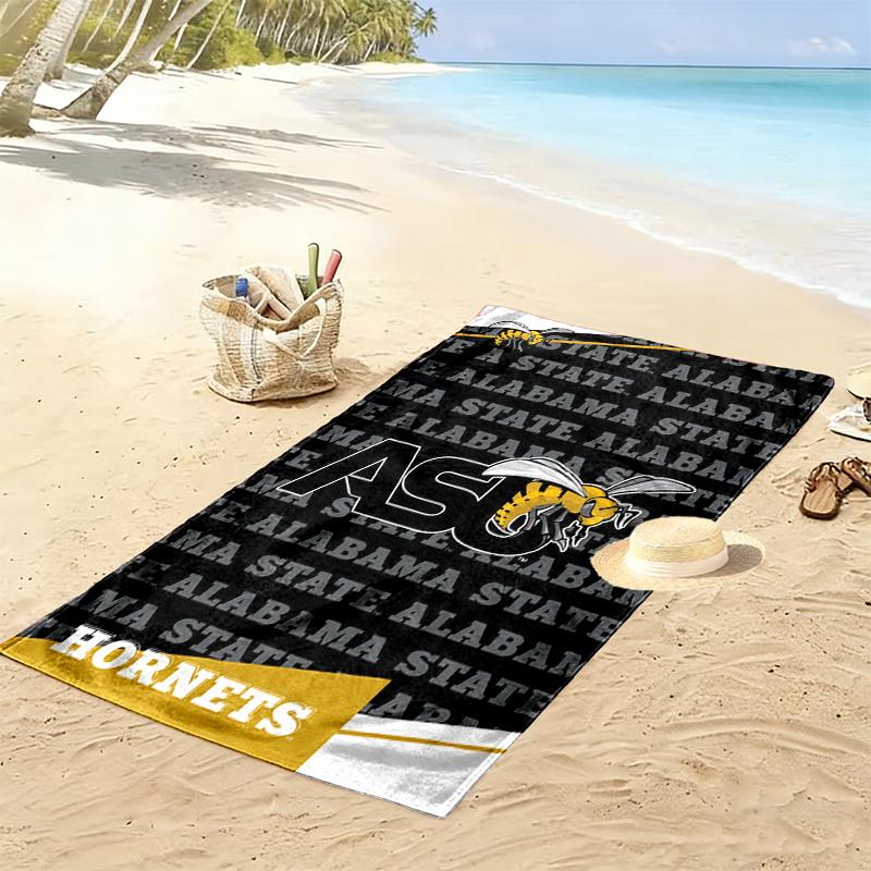 Alabama State Hornets Print Beach Towel, Large Soft Quick Dry Towel for Beach Camping Swimming