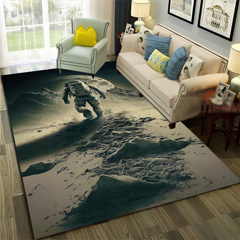 Astronaut Outer Space Planet Cartoon Carpet Rug for Home Living Room Bedroom Sofa Doormat Decor,Kid Area Rug Non-slip Floor Mat