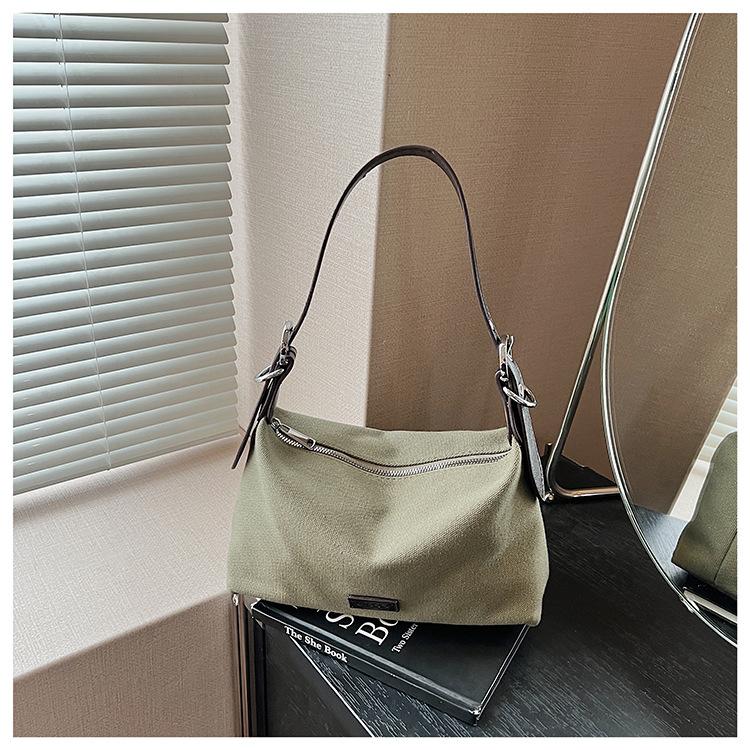 Premium Sense Niche Canvas Bag Women's Autumn and Winter Leisure Shoulder Messenger Bag Commuter Dumpling Bag