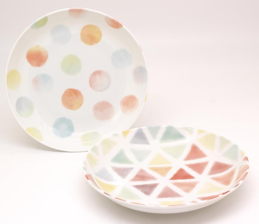 Large Curry Made in Japan Plates, 22cm, 2-Piece Set, Colors,