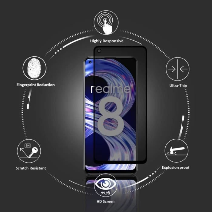 Protection d'écran - E.F.CONNECTION - pour realme 8 Pro - Verre Trempé - Très résistant aux rayures - Anti-Espion