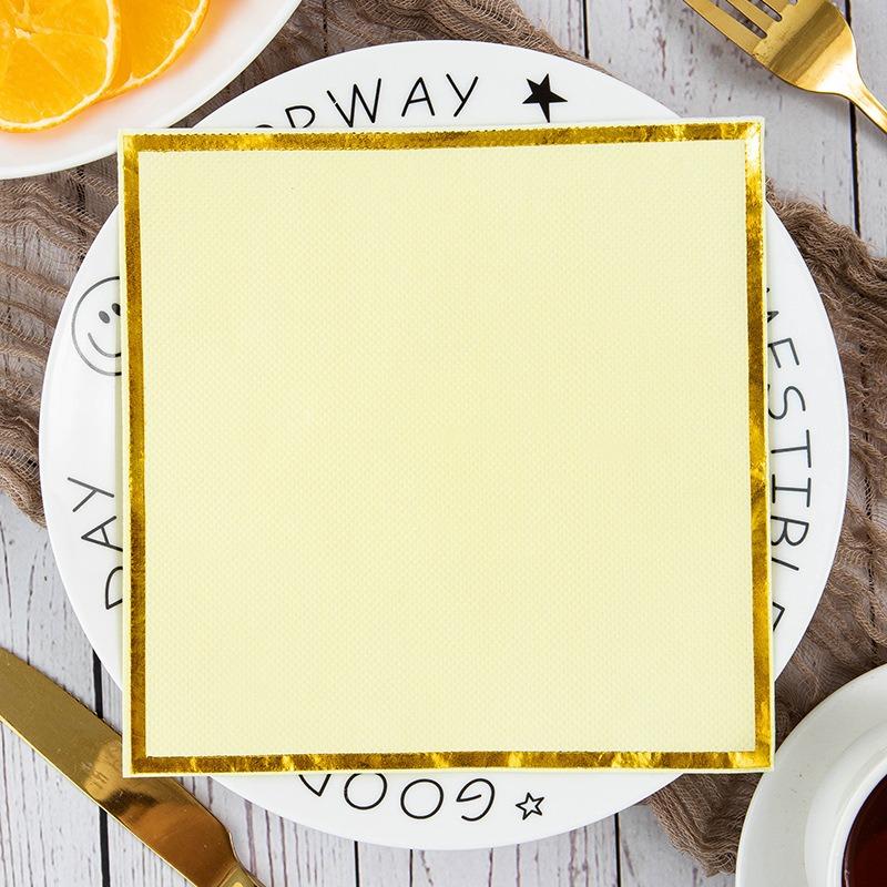

20 шт./упак. позолоченные однотонные салфетки для стола, одноразовые бумажные салфетки для вечеринки, ресторана, украшения 33x33cm
