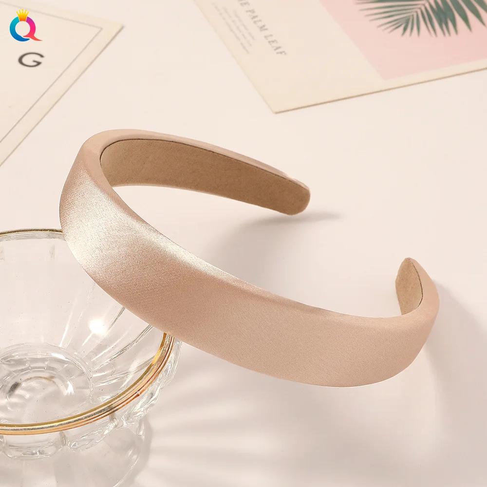 1pcs Satin Sponge Headband for Women Solid Colors Thick Hair Hoop Hairband Fashion Hair Accessories
