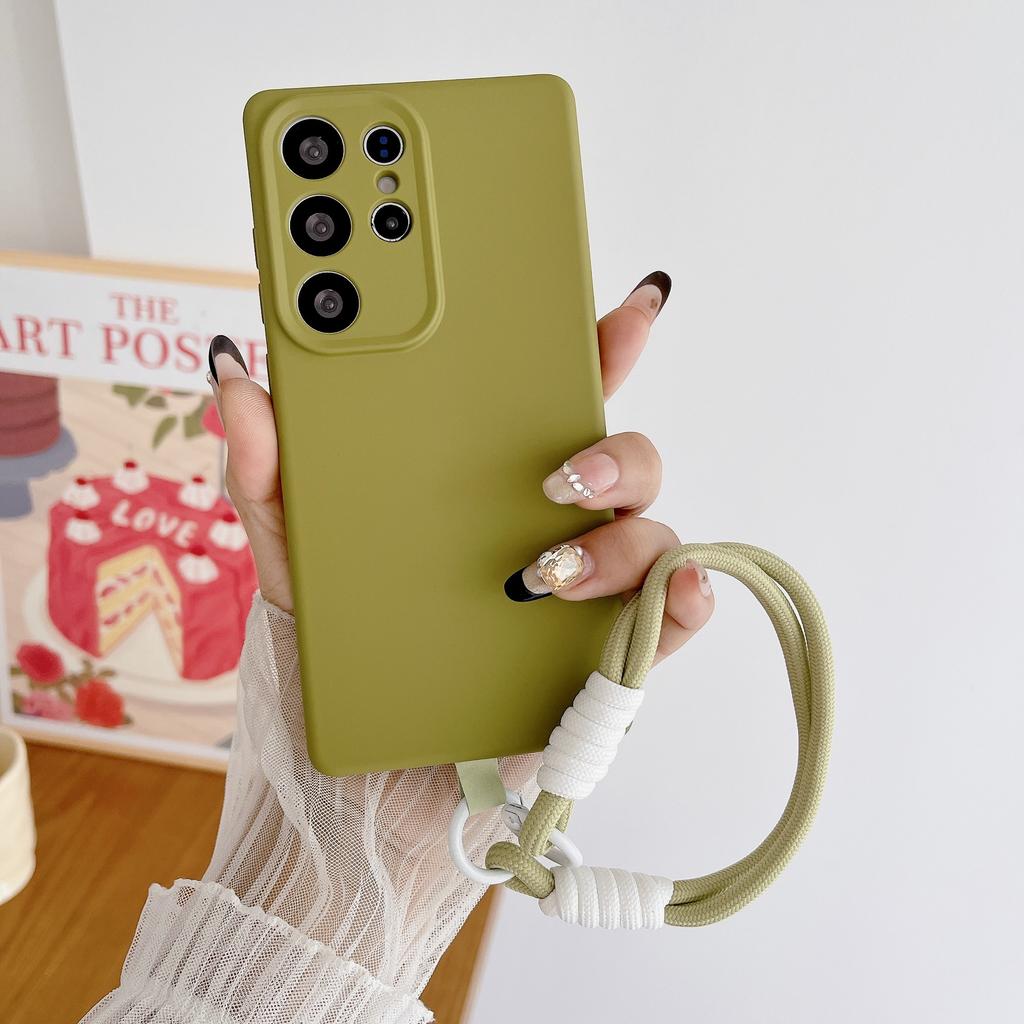 Suitable for Samsung S25 Ultra Mobile Phone Case Liquid Silicone S24Plus Hand Lanyard S23 New S22 Full Cover