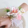 Handmade Groom Boutonniere Artificial Flower Wrist Corsage Bridal Corsage  Wedding Accessories