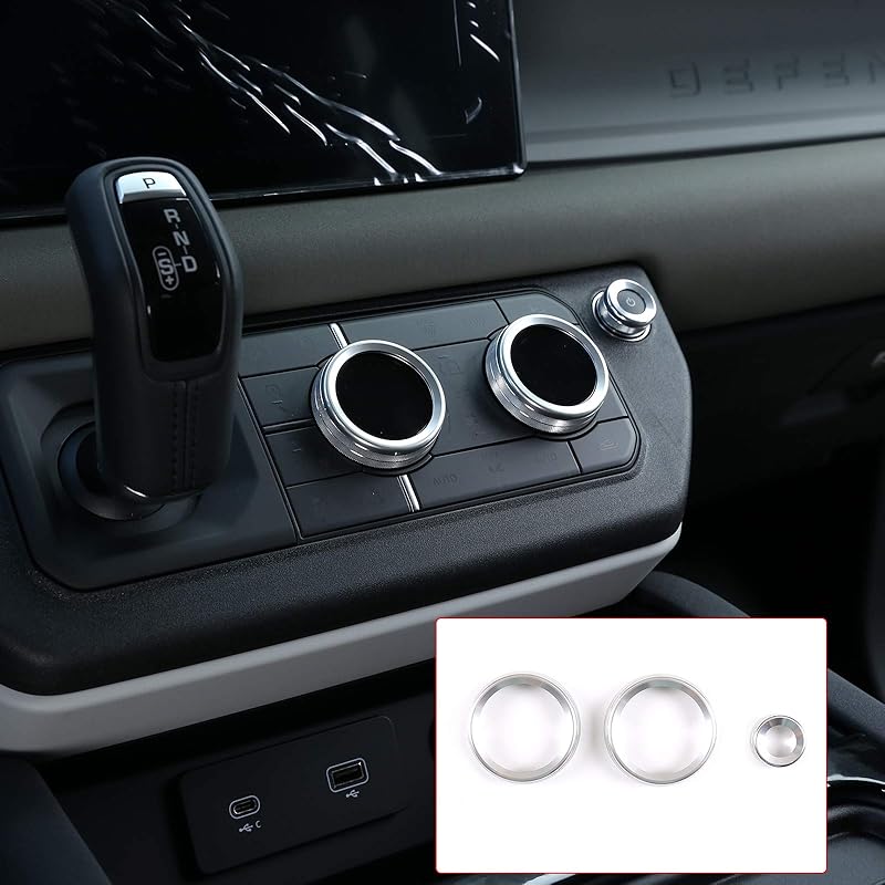 

Декоративная накладка из алюминиевого сплава на ручки регулировки кондиционера и громкости для салона автомобиля для Land Rover Defender 110 2020 Аксессуары (Серебряный) серебряный