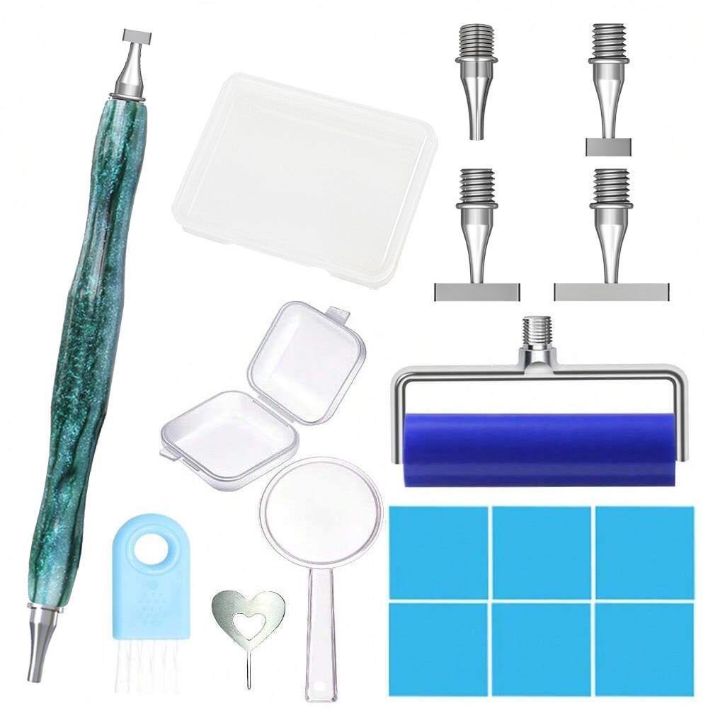 Ergonomic Diamond Painting Art Drill Bead Dot Pen Kit With Thin Thread Stainless Steels Metal Pen Heads Roller Tool Accessories
