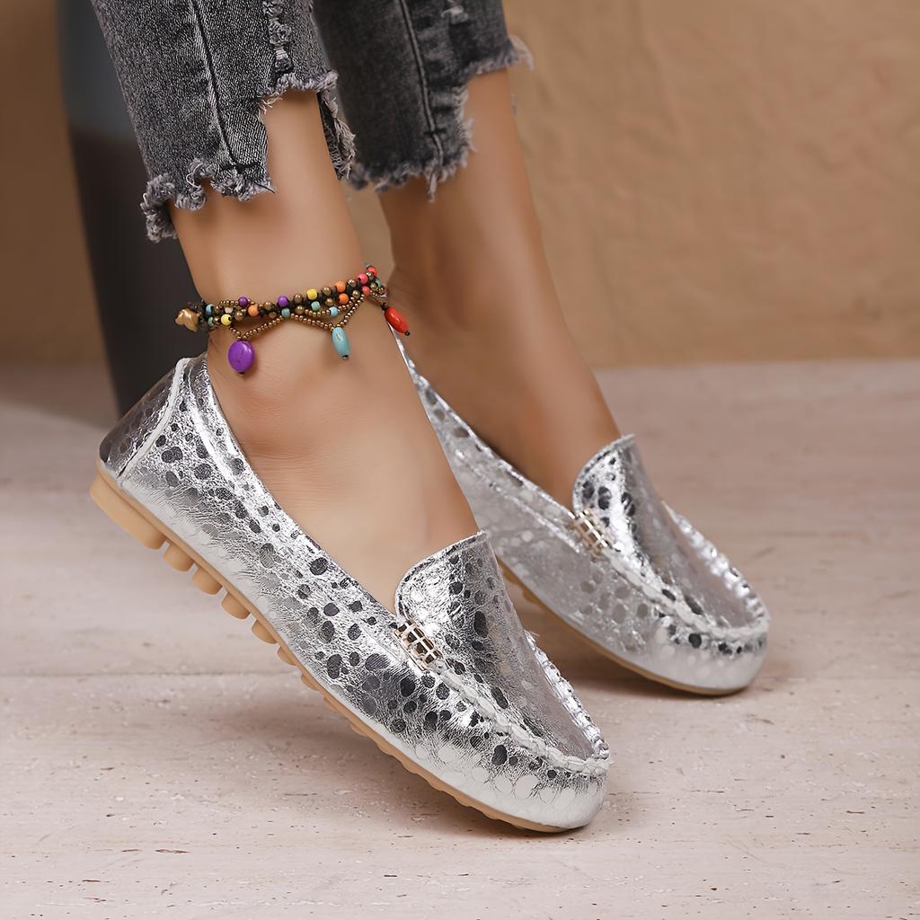 Spring and Summer Women's Shoes, Casual Flat Bottomed Bean Shoes, Round Toe Shallow Mouth Women's Singles Shoes, Plus Size Women's Shoes