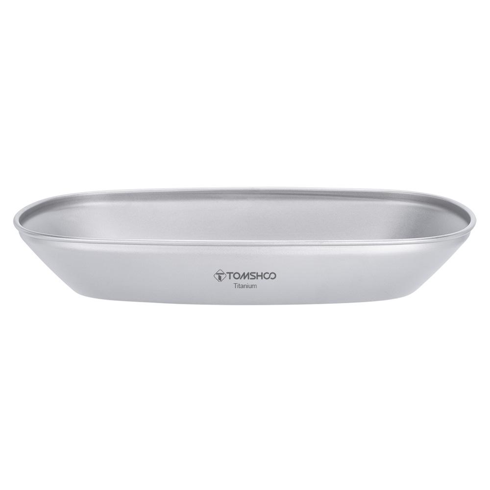 TOMSHOO Vassoio da portata in titanio leggero da campeggio, per barbecue, per insalata, pasta, snack