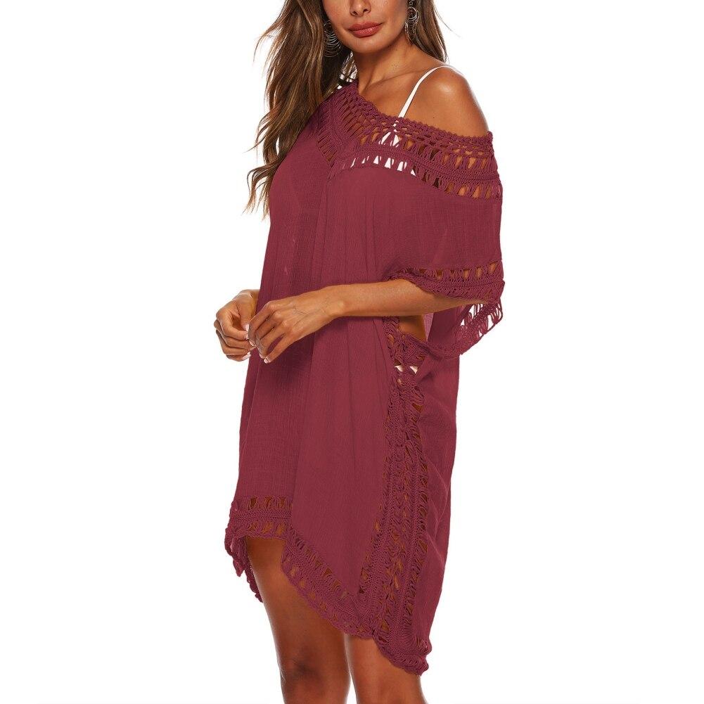 

Женщины Бикини Cover Up Цветочные Кружева Полые Крючком Кисточкой Купальник Cover-Ups Летняя Пляжная Туника Пляжное Платье One Size