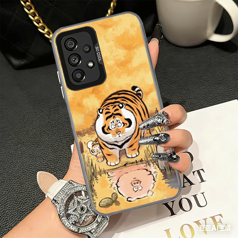 Cartoon Dicker Tiger Lustige Stoßfeste Handyhülle für Samsung A17 A16 A15 A14 A37 A57 A36 A56 A26 A35 A55 A25 A34 A54 A24 A13 A23 A3
