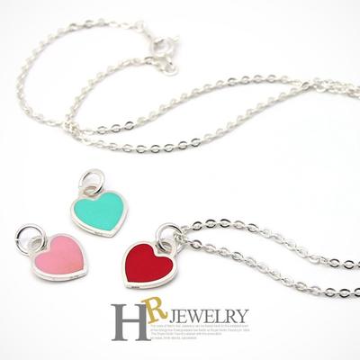 (92.5% Pure Silver) Cute) Pretty (Hr) Silver Color Heart Necklace (No. 12096)