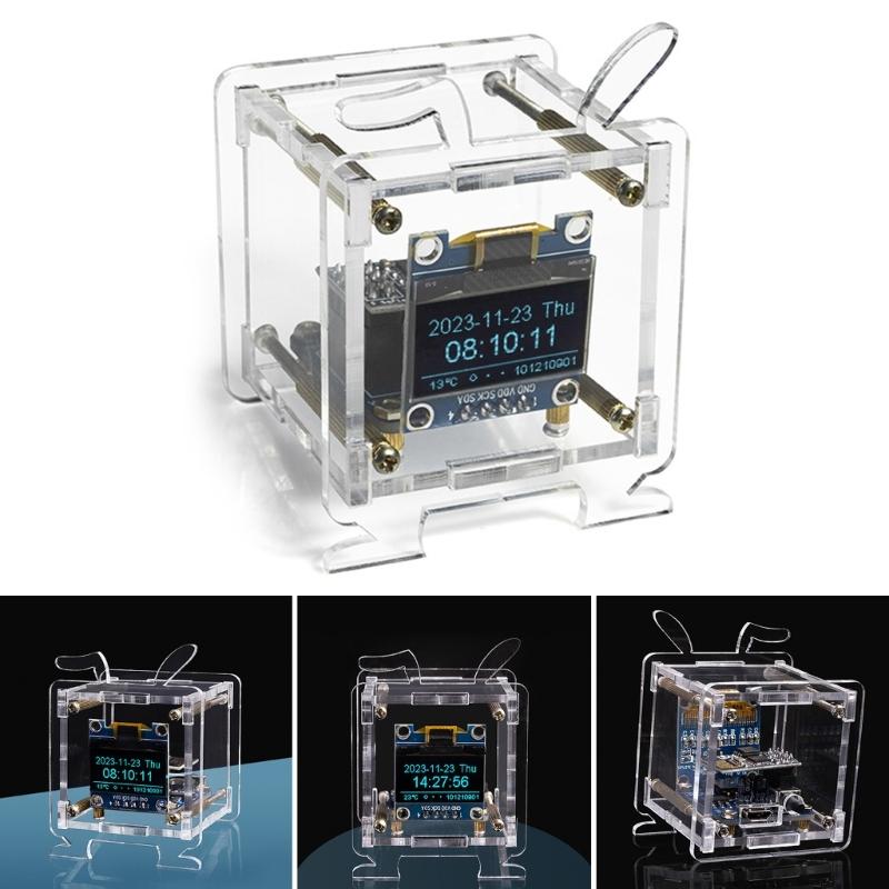 DIY Electronic Kit Mini Weather Forecast Clock Kit OLED Display Connect DIY Soldering Project for Learning