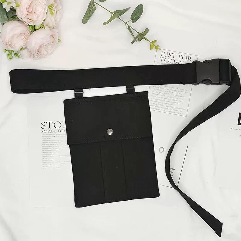 Techwear Style Adjustable Wide Belt With Phone Pocket Woman Outdoor Casual Decorative Waist Belt Bag