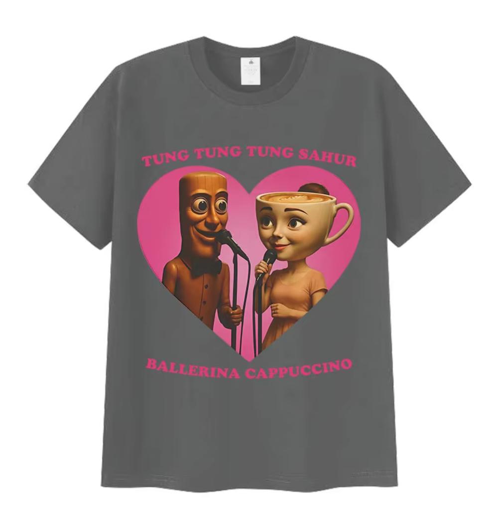 

Tung Tung Tung Sahur Ballerina Cappuccino Love Funny Meme T Shirt Italian Brainrot Graphic Men Women T-Shirt Cotton Men Tshirts 4XL