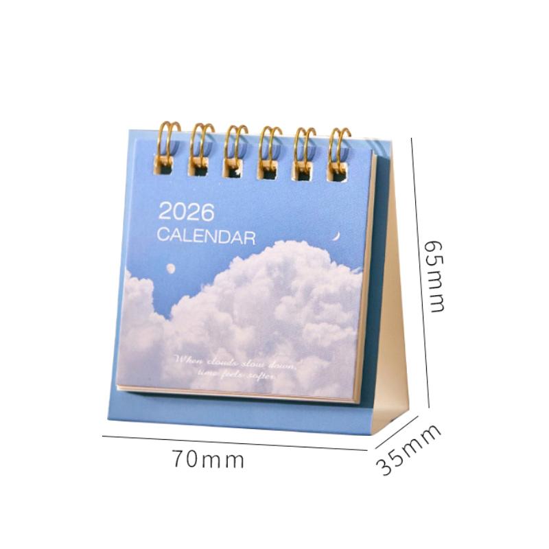 2026 Mini Calendar Office School Supplies Creative Retro Scenery Cover Calendar Planner Desk Accessories Decoration Gift
