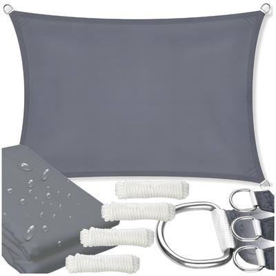 Sunshade Terrace Balcony Protective Shade Sail Gray Canopy with Handles 4x6 M