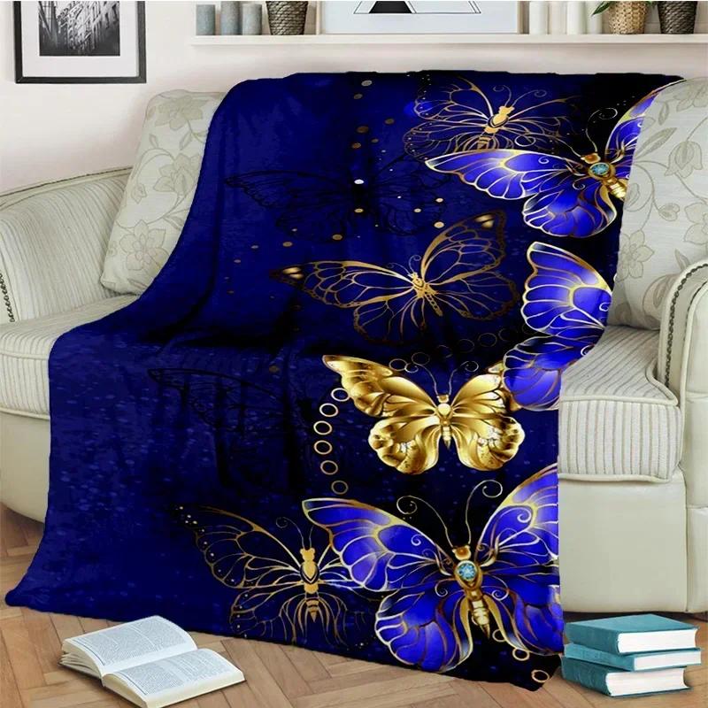 Cartoon Dream Butterfly Flower Blanket,Soft Throw Blanket for Home Bedroom Bed Sofa Picnic Travel Office Rest Nap Cover Blanket