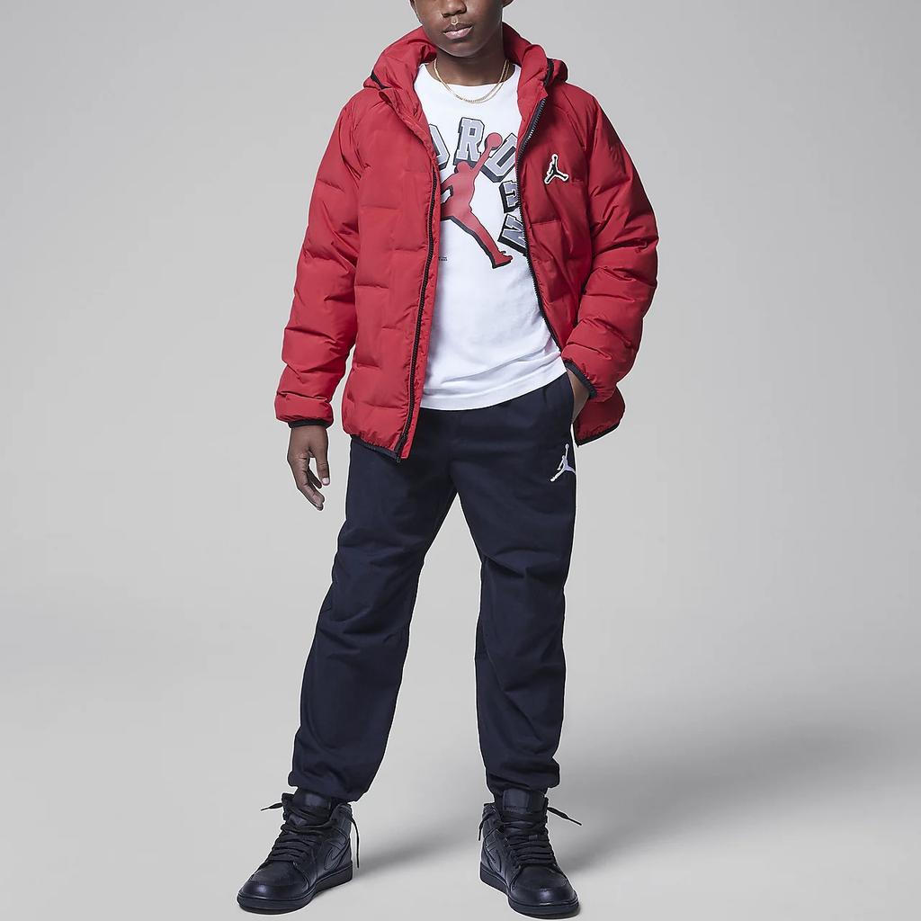 Jordan Comfortable Soft Warm Hooded Down Jacket Kids Outerwear Fitness-Red HQ7152-687
