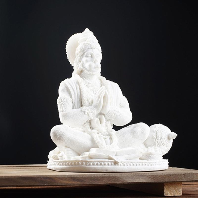 Wykwintna Statua Hanumana Rzeźba Hinduistyczna Bóg Siły Figurka z Żywicy Dekoracja Stołowa do Domu Ornament Świątynny
