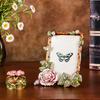 Cornice per Foto in Metallo Antico Decorata con Fiori Smaltati Colorati e Motivo di Uccelli Cornice da Tavolo per Foto Cornice Regalo