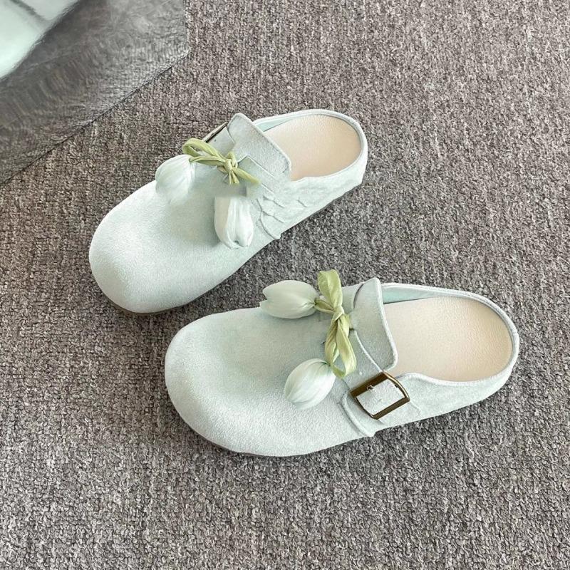 With skirt versatile bag head half drag women's shoes wear new summer one pedal