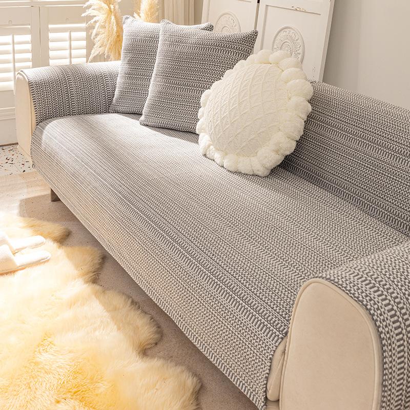 

Подушка для дивана, универсальная нескользящая подушка для сиденья из хлопка и льна на все времена года, простой кожаный чехол для дивана с тканевым полотенцем 70*50