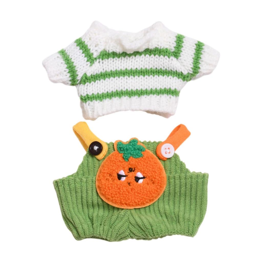 Plush Figure Sweater and Suspender Pants Jumpsuit Outfit Educational for Kids Photo Props Make Your Own Dolls for 6.69'' Doll