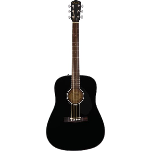 Fender CD-60S Dreadnought Acoustic Guitar with Walnut Fingerboard, Black, includes soft case