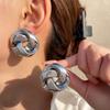 Vintage Exaggerate Twisted Knot Drop Earrings for Women Thick Metal Big Earrings for Women Banquet Party Jewelry Gifts