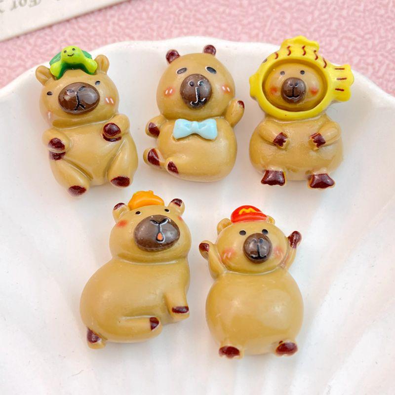 10Pcs New Cute Cartoon Gray Bear Series Flat Back Ornament Jewelry Bows Accessories