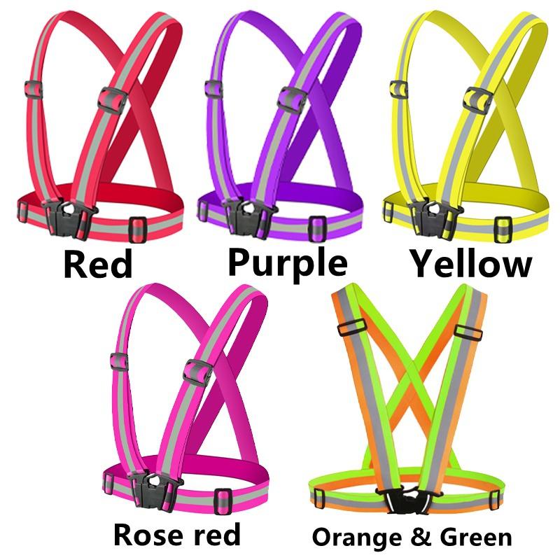 

Безопасность, видимость, регулируемый светоотражающий жилет, куртка с ремешком для снаряжения, куртка для бегунов, офицер-уборщик фиолетовый