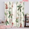 2pcs,2D Plane Printing Creative Curtains Christmas Bell Holly Ribbon (3) Durable 100% Polyester Fabric (without Rod) Versatile