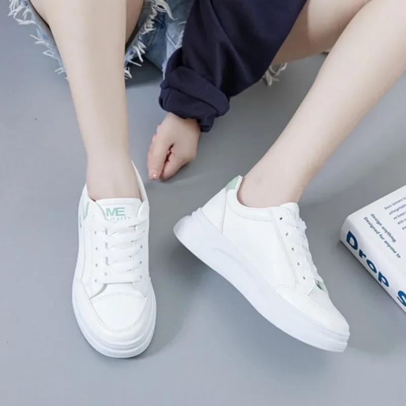 Fashion 2025 Spring Autumn Breathable Casual Shoes for Women Platform Running Tennis Sneakers Female White Concise Versatile Walking Fla