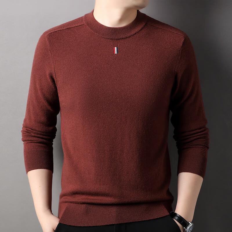 Hengyuanxiang Men s 100% Merino Wool Round Neck Sweater M