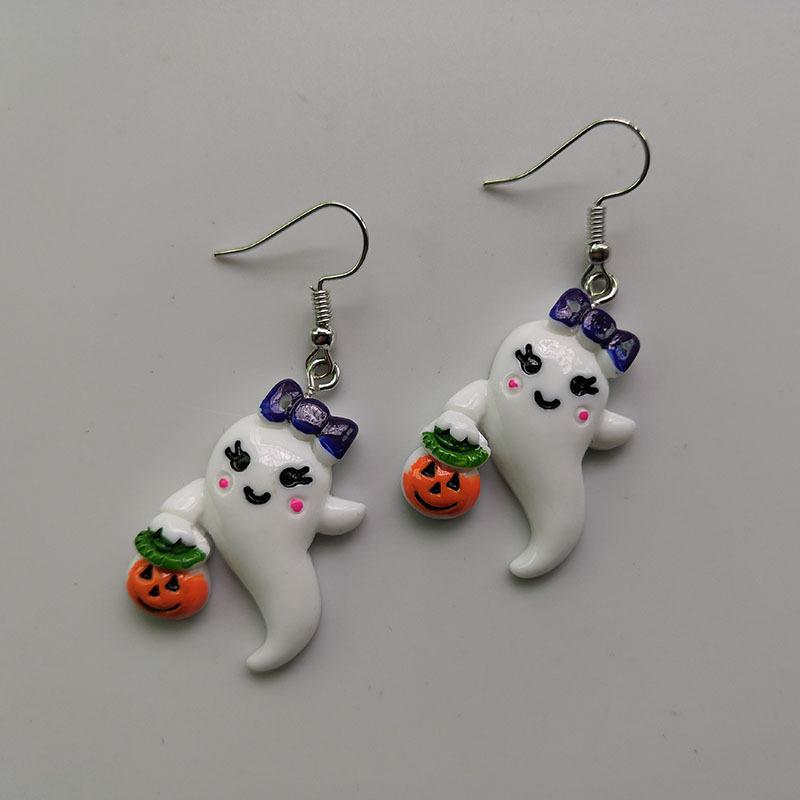 Halloween Ghost Castle Pumpkin Skeleton Evil Bat Personality Punk Hip Hop Party Popular Jewelry Earrings Halloween Day Earrings