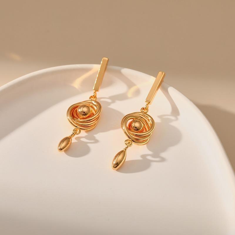 Vortex Irregular 18k Gold Plated Copper Drop Earrings For Women