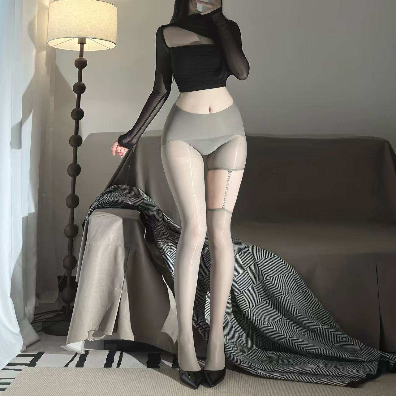 

Slim sexy black silk pantyhose black shiny stockings women s tall extended black silk aurora seamless crotch jumpsuit one size [80-130]