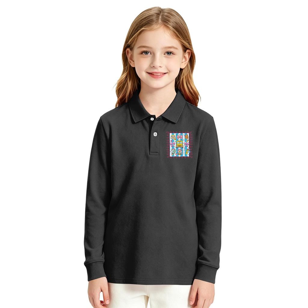 Girls' Long Sleeve Printed School Uniform Casual Top