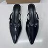 Elegant Pointed Toe Women Mules Shoes Sexy Black Buckle Strap Traf Casual Party Ladies High Heels Sandals  Summer Slingbacks